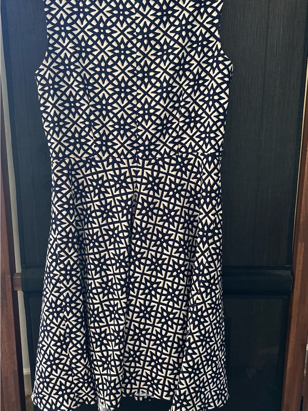 Women’s Navy and White Patterned Skirt - Classic A-Line